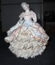 Vintage Dresden Porcelain Lady With Ruffled Lace Dress Figurines photo 1