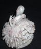 Vintage Dresden Porcelain Lady With Ruffled Lace Dress Figurines photo 4