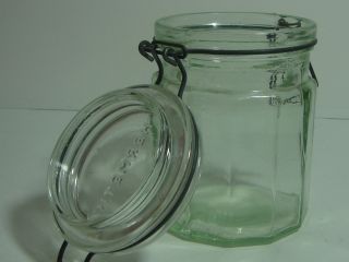Vintage 12 Sided Hermetic Glass Storage - Canning Jar With Bubbles In Glass photo