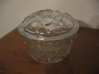 Small Clear Dish W/lid,  Floral Design On Lid And Bowl photo