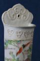 Antique Chinese Export Famille Verte Porcelain Wall Pocket Artist Signed Nr Vases photo 2