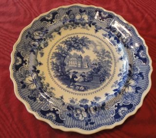 Parisian Chateau Antique Sm Plate By R.  Hall; Mid 1800’s Blue & White photo
