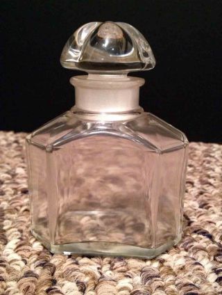 Guerlain Clear Crystal Baccarat Vintage Bottle.  Acid Etched Baccarat Insignia. photo