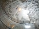 Antique Elegant Etched Pedestal Dish W/pewter Handle Diamond Cut Design Dishes photo 6