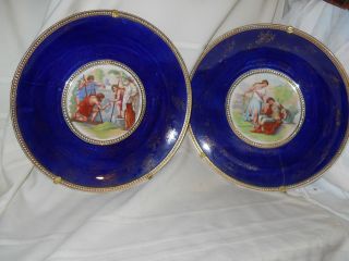 Royal Vienna Style Empire Stokes Trent Early Cobalt Blue 22 Karat Charger Plate photo