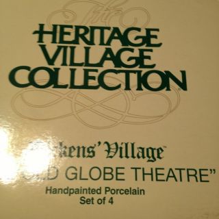 Dickens Village Old Globe Theatre Department 56 Handpainted Porcelain Set Of 4 photo
