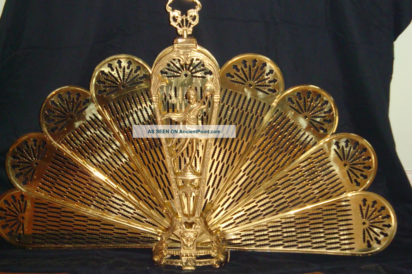 Antique Fireplace Fold Out Fan Shield Metalware photo