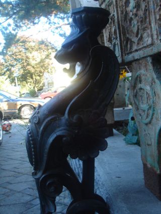 French Forged/cast Iron Mythological Winged Griffin/dragon/gargoyle Statue/post photo