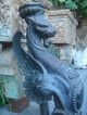French Forged/cast Iron Mythological Winged Griffin/dragon/gargoyle Statue/post Metalware photo 4