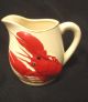Vintage Lobster Art Pottery Pitcher Creamer Relief Red Design Pitchers photo 1