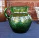 Antique Style Mouth Blown Green Glass Pitcher Handmade Colonial Country Vase Pon Pitchers photo 2