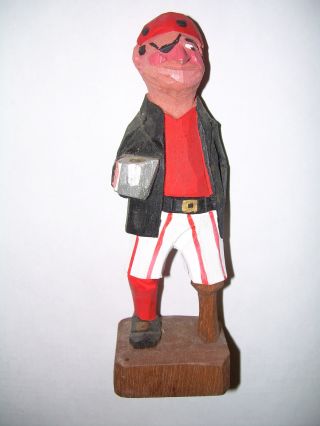 Hand Carved / Hand Painted Wood Pirate Figurine (very Rare) photo