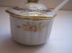 Vintage Nippon Mustard Pot Jam Jar Gold Moriage Vines Pink Blossoms Hand Painted Jars photo 4
