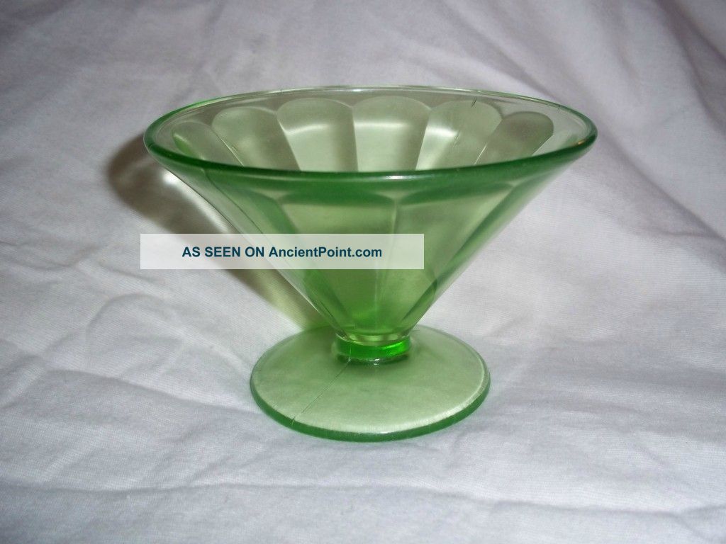 Depression Federal Hostess Uranium Green Glass Sherbet Bowls photo