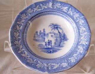 Antique 1845 English Import Staffordshire Blue & White Estate China Child Plate photo