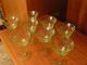 8 Antique Chartreuse Wine Glasses With Cut Flower And Leaf Pattern Stemware photo 1