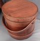 Antique Wooden Sugar Bucket Firkin Pantry Box Copper Tacks Ash Maple Pine Boxes photo 2