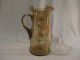 Antique Hand Blown Pitcher/tankard,  Light Colored Amber,  Hand Painted,  Ruffled Pitchers photo 2