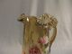 Antique Hand Blown Pitcher/tankard,  Light Colored Amber,  Hand Painted,  Ruffled Pitchers photo 4