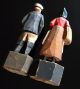Handmade Carved Wood Figures Fisherman & Woman Canada Woodenware Sea Souvenir Carved Figures photo 1