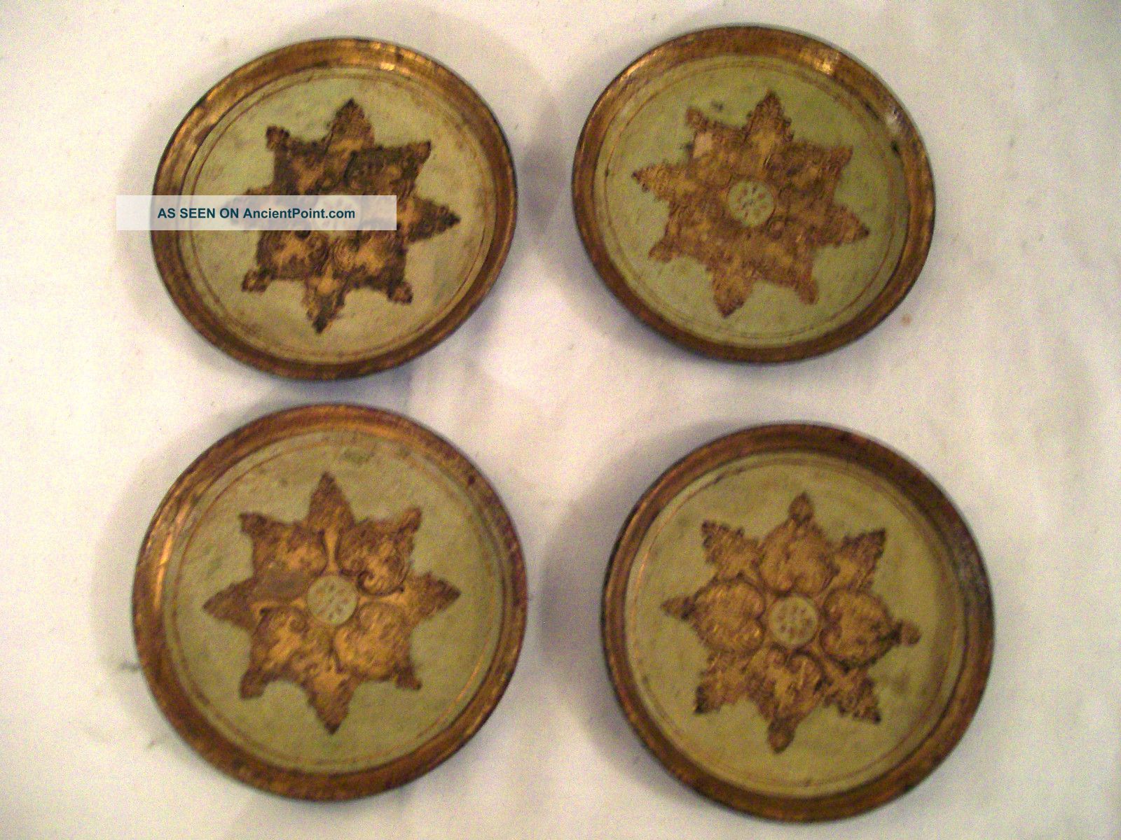 Florentine Gilt Tole Coasters Set Of 4 Toleware photo