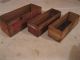 Primitive Antique Wooden Dovetail Cheese Boxes White Brand Red And Green Letter Boxes photo 1