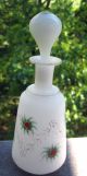 Antique Perfume/cologne Bottle Satin Hand Blown Glass Hand Painted Design Perfume Bottles photo 3