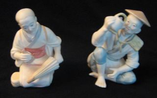 Traditional Japanese Figure Sculptures - Japanese Man & Lady photo
