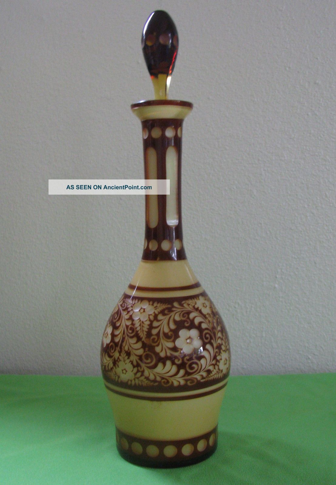 Antique 1930 ' S Austrian Lpw Famosa Handblown Cased Glass Decanter Ex/cond Decanters photo
