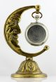 Magnificent Antique Moon Art Nouveau Pocket Watch Holder Brass Metalware photo 1