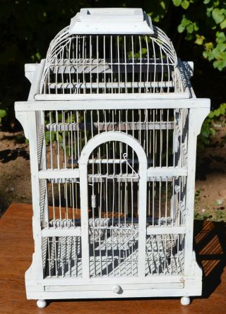 Rare Antique Bird Canary Cage Wood And Metal Vintage 23 