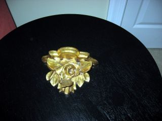 Antique Miniature Florentine Italian Gold Gilt Leafed Wood Shelf Rose Motif photo