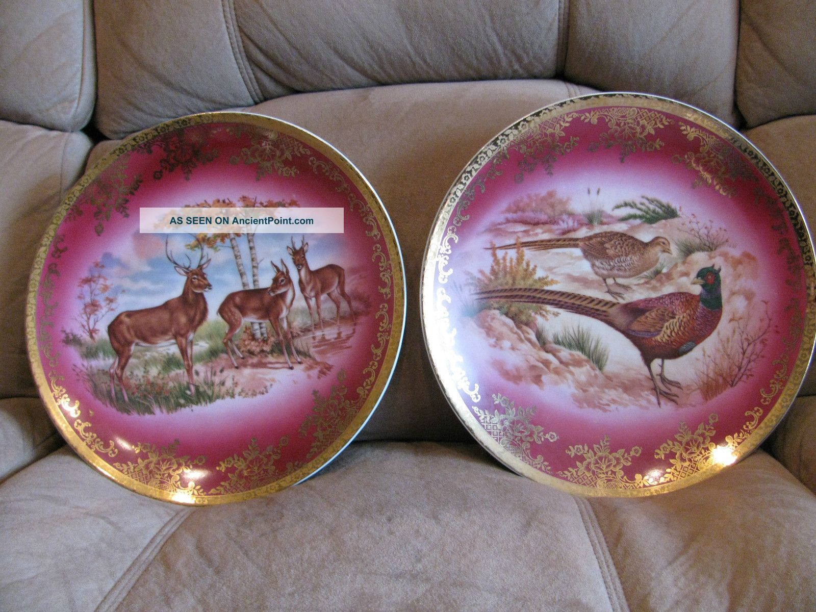 Bavaria Germany Deer & Pheasant Plates 2 Set Plates & Chargers photo