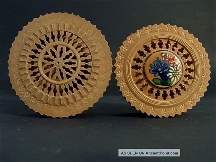 2 Cover Box Berchtesgaden Bavaria Folk Art Wood Germany 20/30s Boxes photo