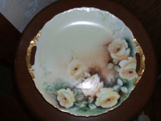 Vintage Handpainted China Plate - Yellow Roses - Signed Rockwell photo