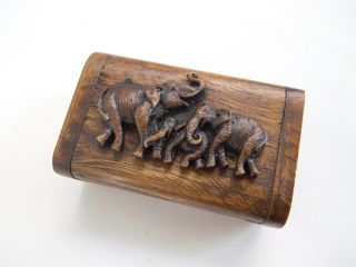 Small Wood Box With Elephant From Thailand photo