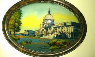 U.  S.  Capitol Bldg Antique Painting On Curved Glass Washington,  D.  C. photo