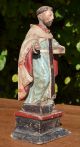 Rare Antique Colonial Wood Santo Figure 1750 - 1800 Saint Domingo Spanish Spain  Carved Figures photo 1