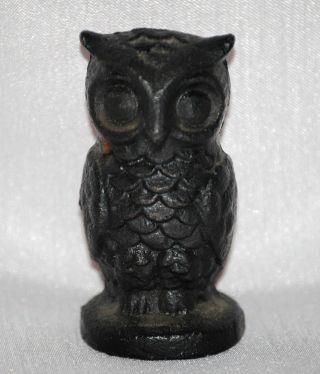 Vintage Miniature Cast Iron Owl Figure Figurine Heavy Possibly Hubley Antique photo