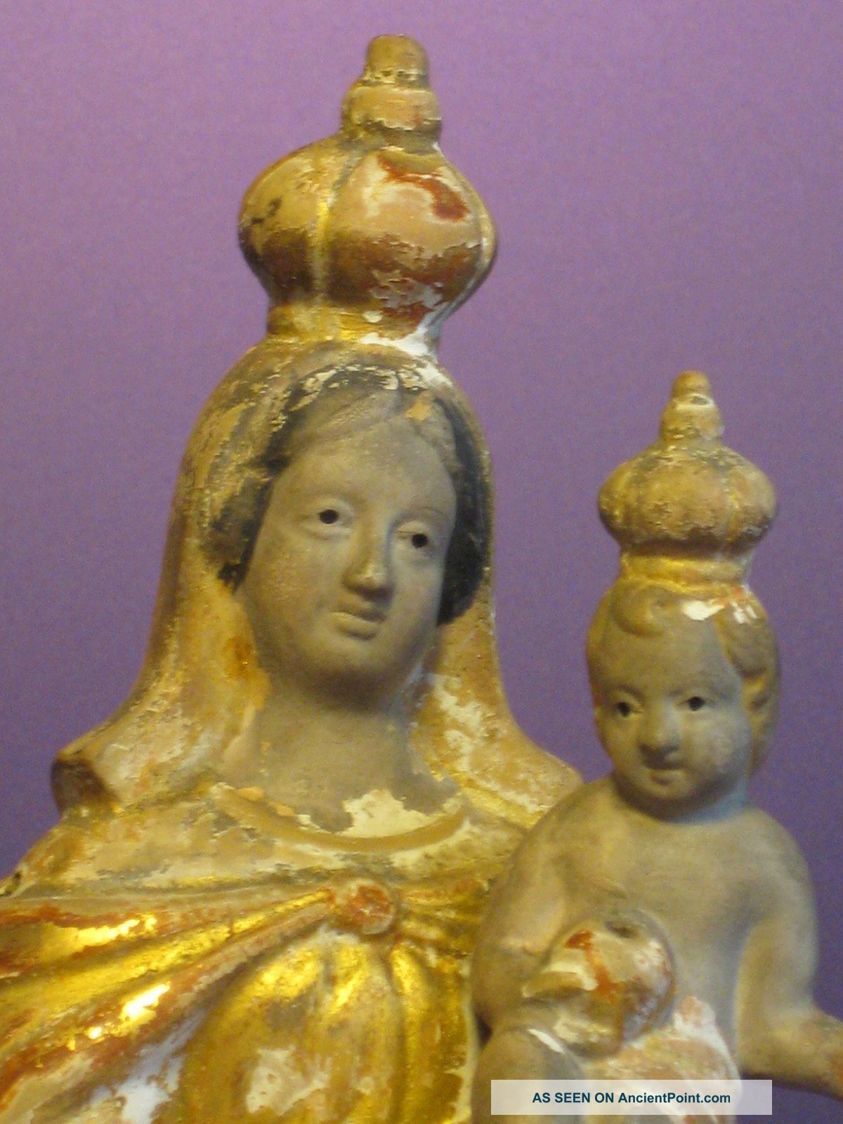 Santibelli Vierge Virgin Maria Marseille Terracotta Polychrome Religious Figure Figurines photo