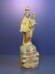 Santibelli Vierge Virgin Maria Marseille Terracotta Polychrome Religious Figure Figurines photo 3