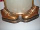 Bronze Copper Baby Shoe Shoes + Picture Frame From Estate Vintage Metalware photo 1