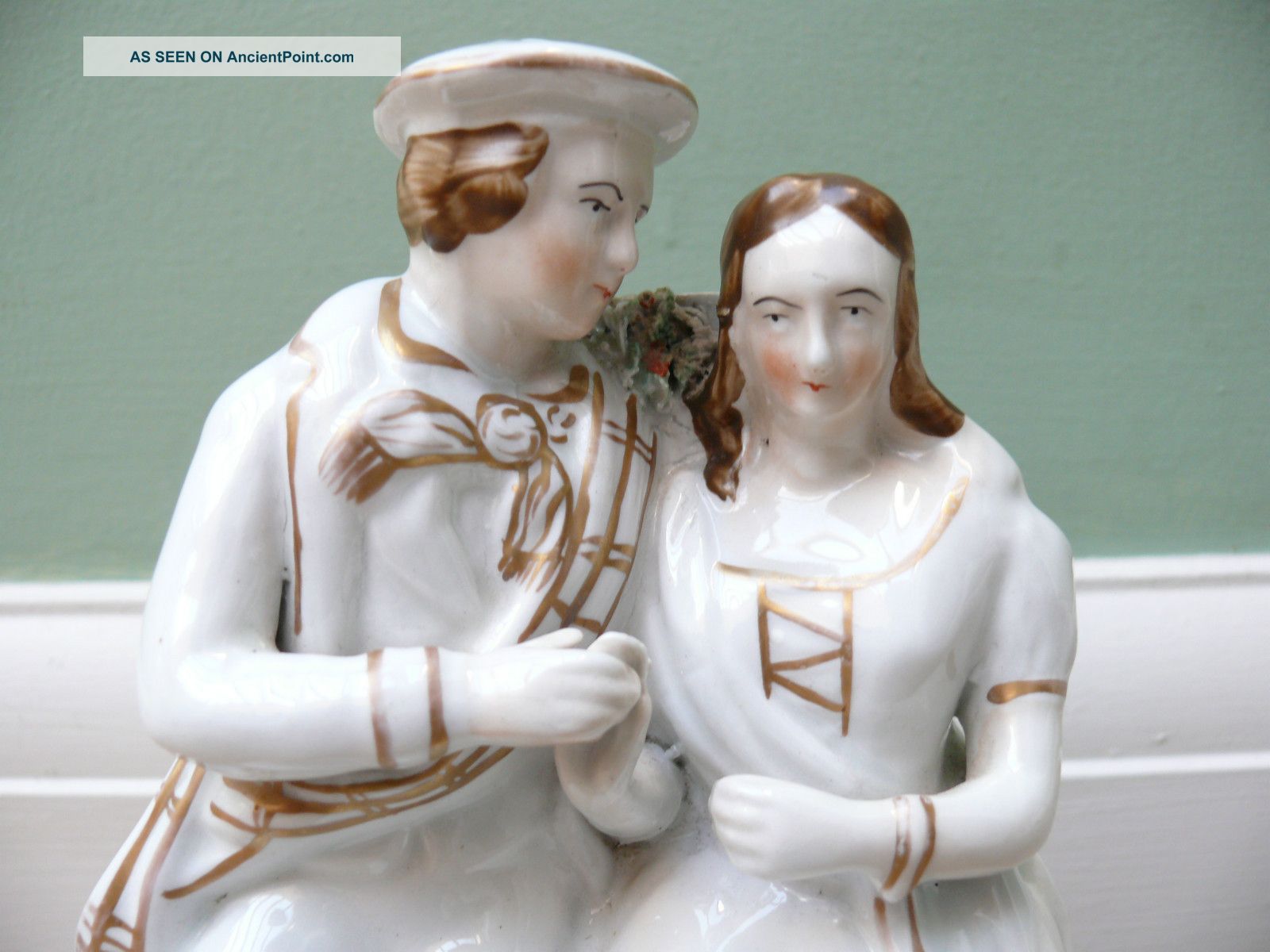 19thc Staffordshire Of Highland Mary & Love Poem Figurines photo