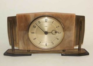 █► British Art Deco Metamec Mantel Clock 1940s Bakelite Machine Age photo