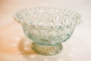 Vintage Light Blue Carnival Glass Bowl photo