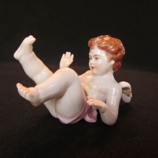 Sweet Antique Volkstedt German Dresden Porcelain Cherub Angel Figurine Baby photo