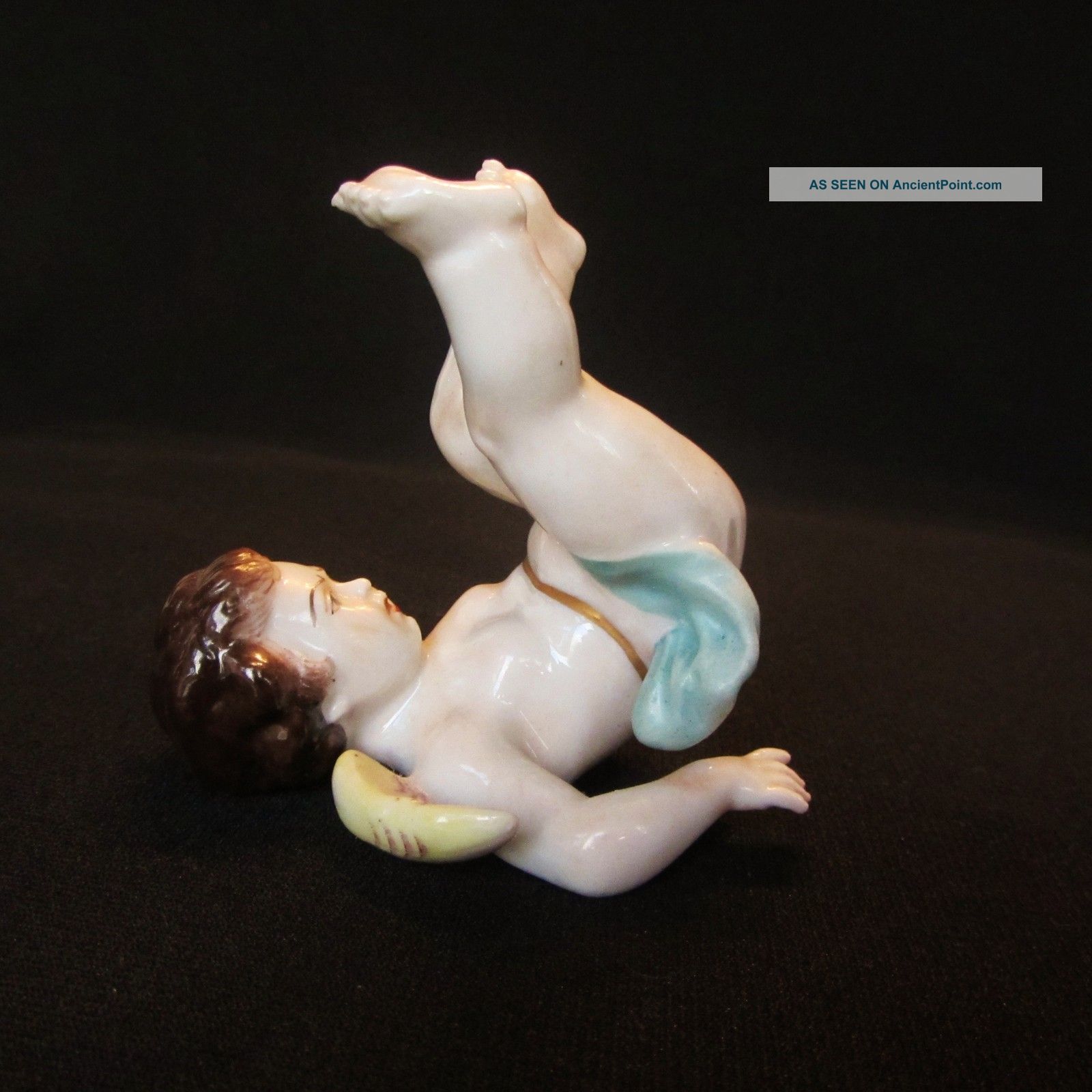 Tumbling Antique Volkstedt German Dresden Porcelain Cherub Angel Figurine Baby Figurines photo