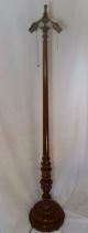 Victorian Hand Carved Antique Orig Finish Floor Lamp Stand Light Vtg Mahagony Lamps photo 9