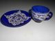 Antique Cobalt Blue Demi - Tasse Cup & Saucer,  Lace Enameling,  Nr Cups & Saucers photo 1