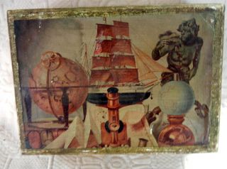 Decorative Early French Decoupage Polychrome Gilt Box photo